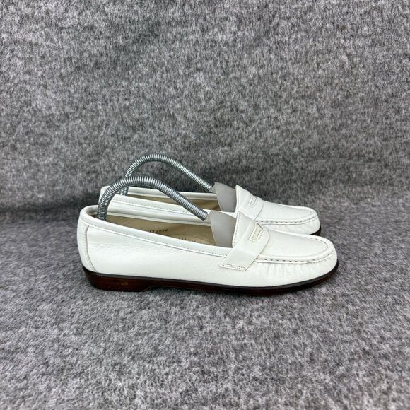 ✅SAS Womens 8.5N White Leather Tripad Comfort Penny Loafers Slip-On Moctoe Style - Picture 1 of 12